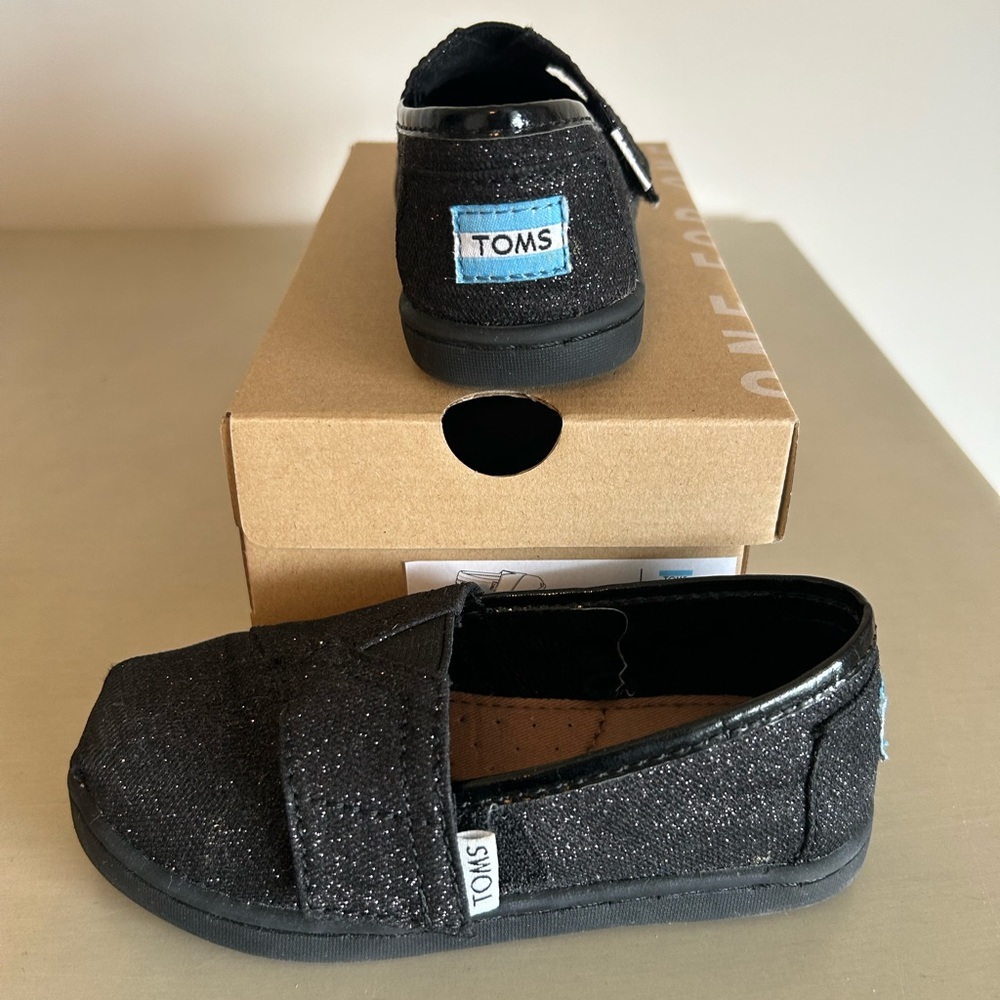 Toddler Black Glitter TOM’s